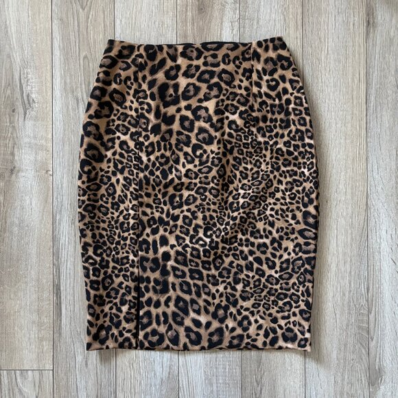NWT White House Black Market Leopard Pencil Skirt Womens Size 0 Animal Print 90s - Picture 7 of 16